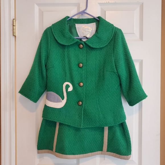 knitted dove Jackets & Blazers - Retro 2 piece suit in green